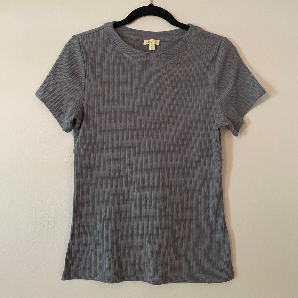 Pilcro Anthropologie Blue Ribbed T-Shirt Crewneck Basic Minimalist Women Medium